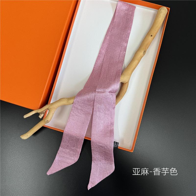 New monochrome women's decorative streamer wrapping bag ribbon solid color linen silk scarf small scarf headband scarf