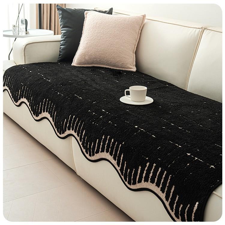 2025 New Plush Shaped Sofa Cushion Autumn And Winter New Straight Leather Sofa Cushion Thickened Non-slip Irregular Sofa Cover