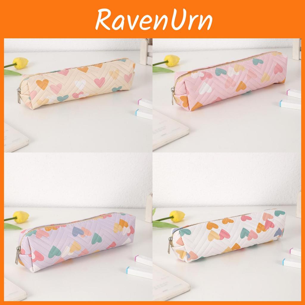 Cartoon Heart Shape Pencil Case With Pu Leather Material For Students And Kids