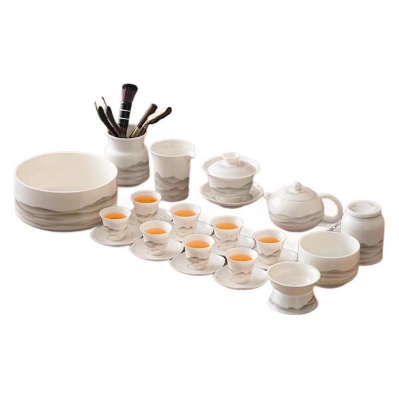 Handun Mutton Fat Jade White Porcelain Kung Fu Tea Set