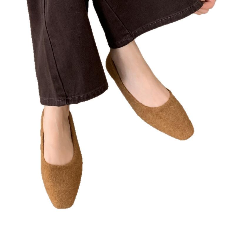 Korean flat-bottomed versatile velvet Doudou shoes single shoes women's shoes 2025 new autumn and winter outer wear simple Mao Mao shoes