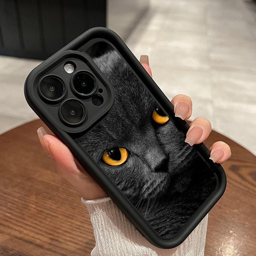LZ3 Black Cat Green Eyes Silicone Phone Case for Xiaomi 11 Lite 5G 14T Redmi 14C 13C A3 Note 12 11 9 10 13 Pro Plus Shockproof Back Cover