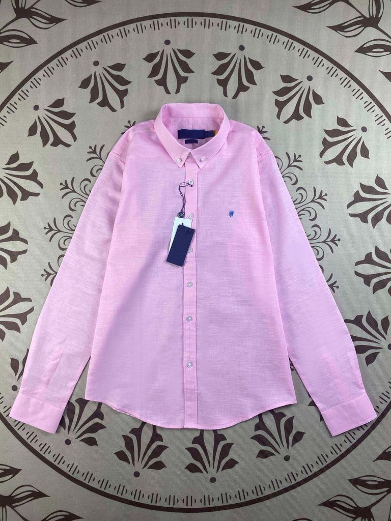 RL Ralph Lauren Dámské lněné polo tričko s logem Little Pony - Dlouhý rukáv, Vyšívané, Ochrana proti slunci, Jaro/Podzim.