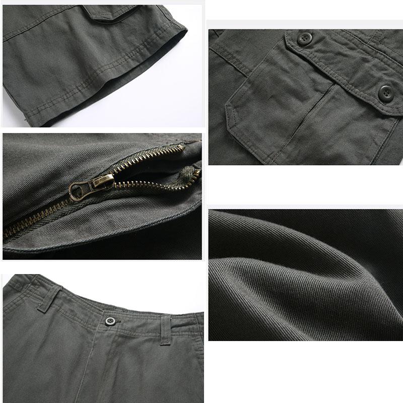 Męskie szorty casualowe do kolan z paskiem i wieloma kieszeniami na lato, do sportu i na co dzień