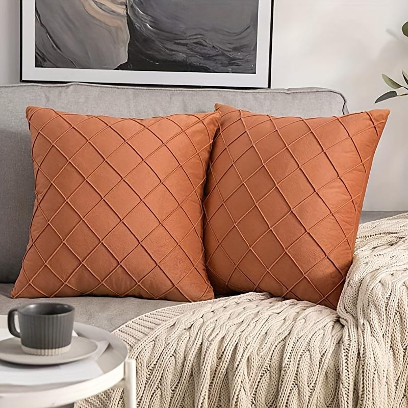 Color Plaid Throw Pillowcase, For Living Room Bedroom Sofa, No Pillow Insert