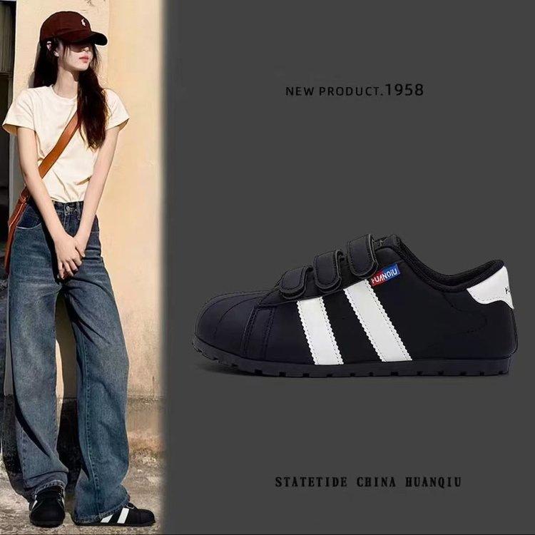 

Versatile thick-soled Velcro German training shoes for women s 2025 autumn new shell head heightening sports and leisure big head shoes 40 чёрный