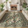 Rugs for Living Room Washable Vintage Floral Non Slip Low Pile Large Carpet for Bedroom Dining Room Nursery Play Beige Floor Mat