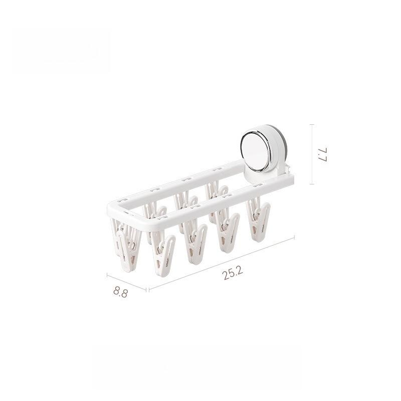 

Suction Cup Drying Rack Folding Bathroom Punching-free Sock Clip Drying Rack Household Hanger with Clips белый