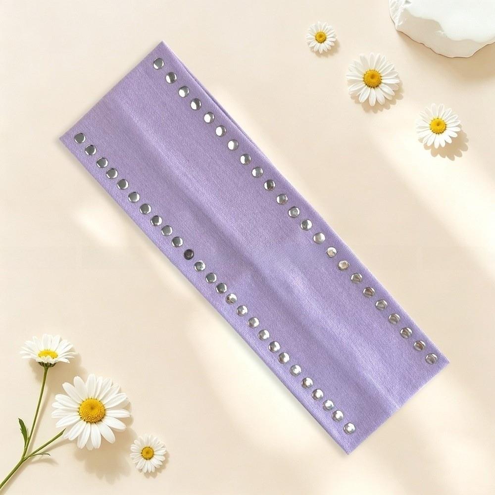 Double Row Sports Headband Wide Metal Stud Hair Wrap Trendy Elastic Hairband Running