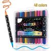 Double-Ended Glitter Marker Pen: Soft-Tip Watercolor Pen for Journaling & Painting, Non-Toxic & Washable, Ideal for Kids