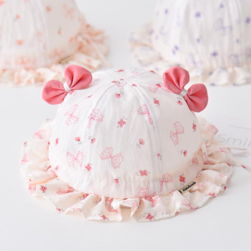 Spring Baby Bucket Hat With Cute Bow Unisex Infant Windproof Sun Hat Adjustable Brim For Newborns And Toddlers
