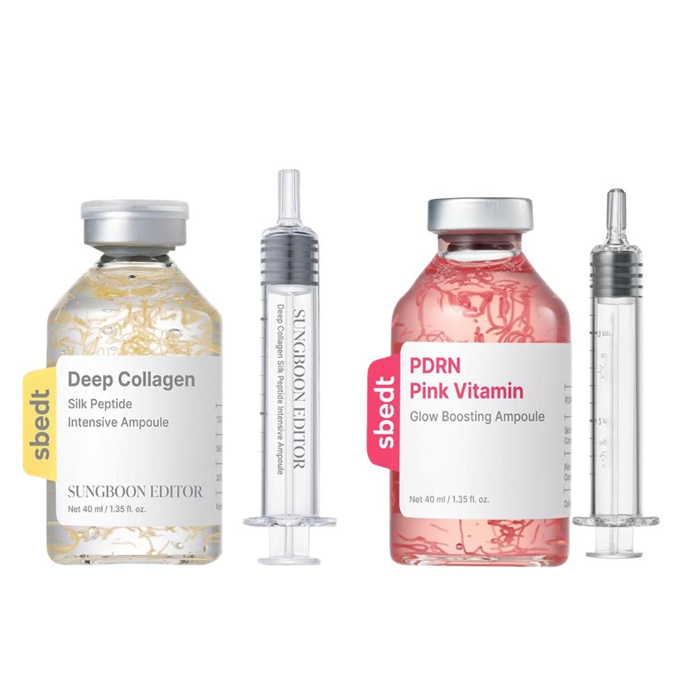 Koreanisches Sbect Hautpflege-Set - Tiefe Kollagen-Seidenpeptid-Ampulle, Serum, Mist, Retinol-Kapselcreme, PDRN-Ampulle, Aufhellend