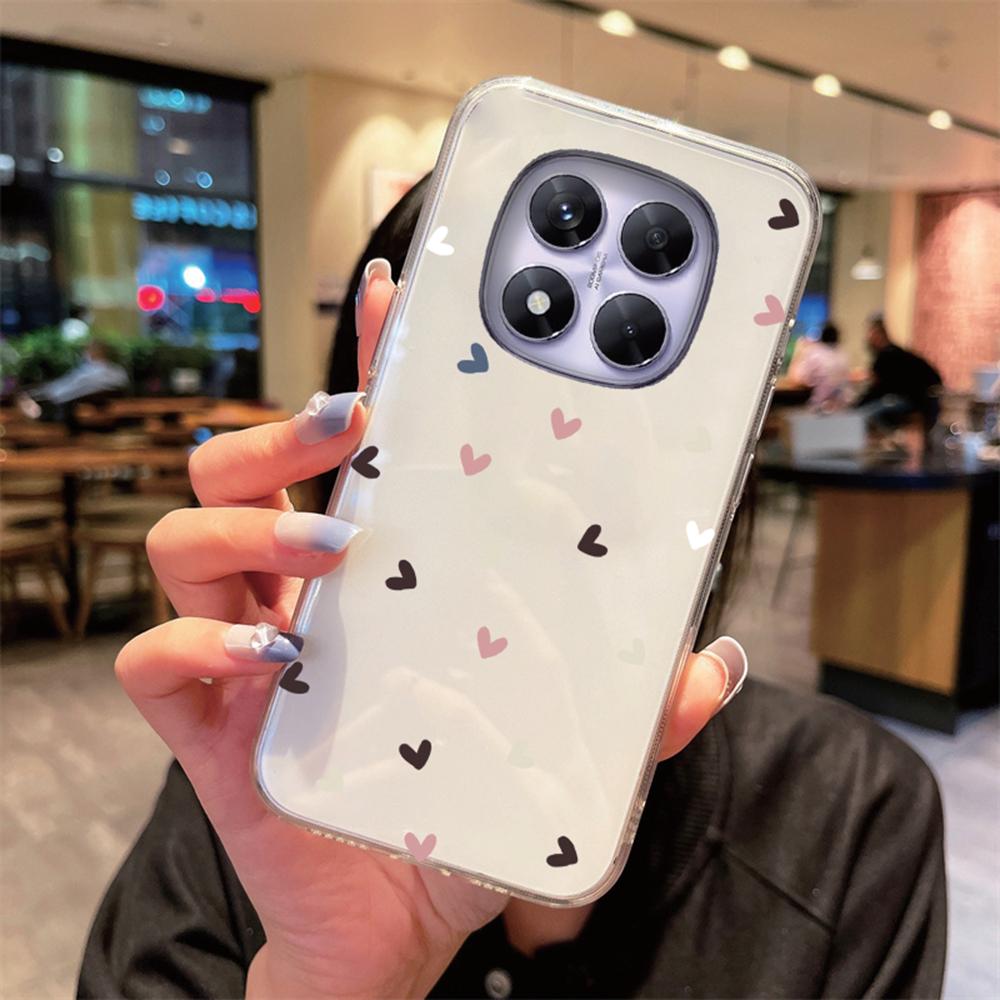 Transparent Non-Yellowing Phone Case For Xiaomi Redmi Note 15 Pro+ note15 15c Cartoon Heart Love Clear Camera Protection Cover