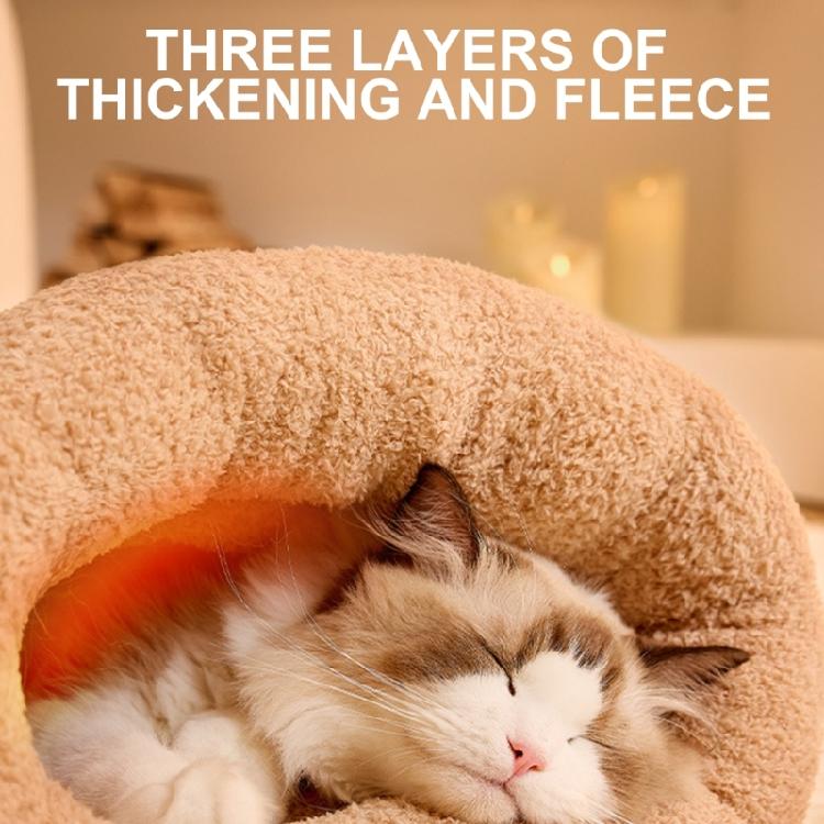 Winter Cats Velvets Fleece Bed Soft Barrels Shape Bed Comfortable Lounger Bed Sleep Bag for Warmth Cold Weather Cats Cave Bed