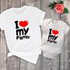 T-shirty damskie Kocham moją rodzinę Zabawne jednakowe stroje rodzinne Bawełna Wygląd rodzinny Ojciec Matka i córka Syn Koszulki dziecięce Body dziecięce