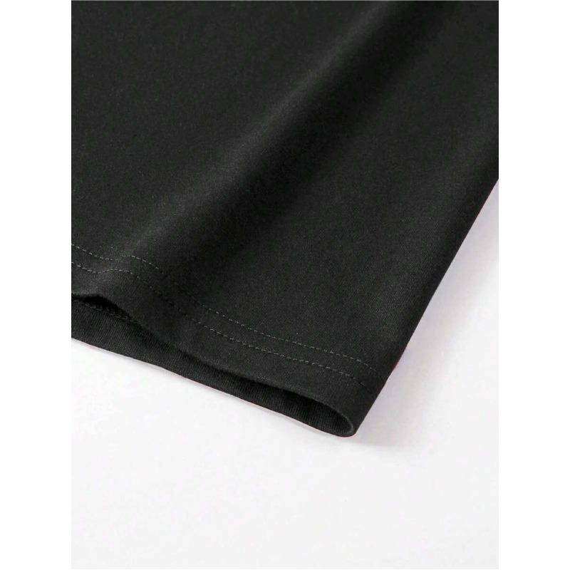 European Size Men Casual Summer Cross& Slogan Graphic Printed Short Sleeve T-Shirt, for Friends