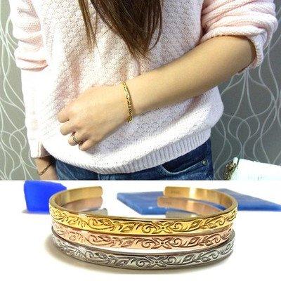 Hawaiian Jewelry Bangle with Plumeria Scroll and Honu Design, Small Size: 5.5cm (for small wrists), Pink Gold