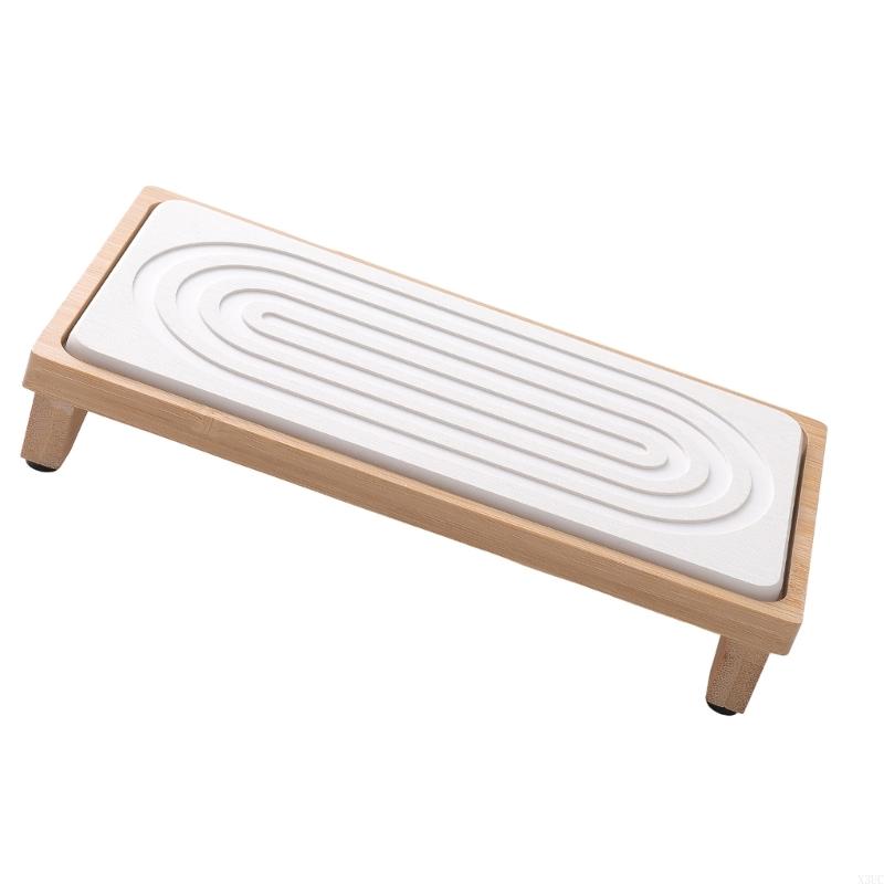 Natural Bamboos Counter Mat Absorbent Drip Dry Tray for Bathroom Kitchen X3UC