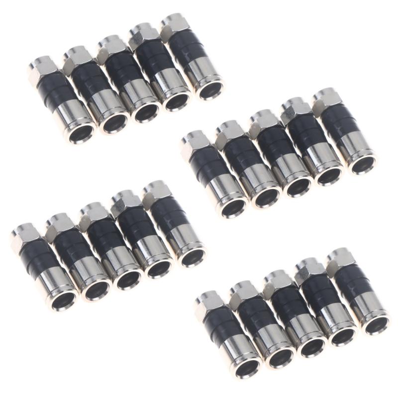 5/10/20Pcs Waterproof Straight Antenna Cable Adapters Rg6 F-Type Coaxial Compression Connectors For Satellite & Cable Tv