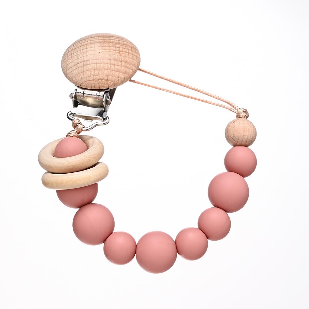 3Pcs Baby Anti-drop Chain Pacifier Clips Silicone Beads Handmade Toddler Teether Teething Chain Nipple Clip Chew Toys