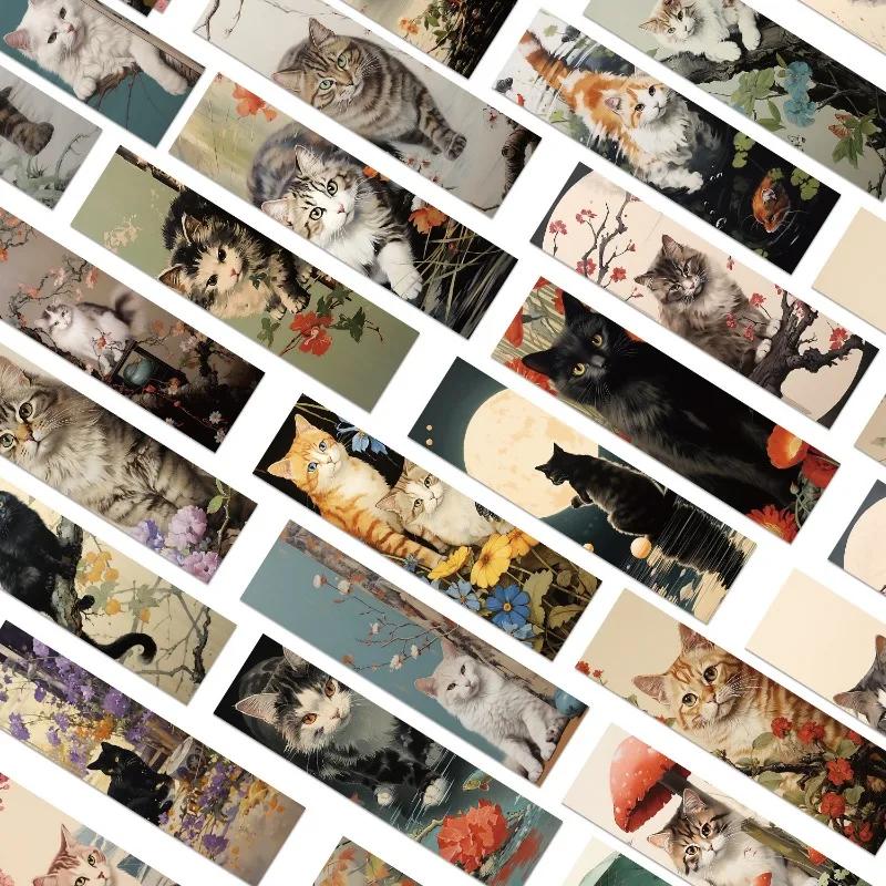 30pcs Japanese Cat Bookmark Cartoon Cute Animal Decoration Reading Page Mark Book Mark Page Holder Student Supplies Message Card