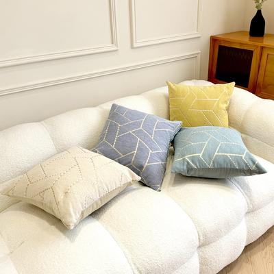 Neue Einfache Kissen Morandi Farbe Geometrisches Jacquard Chenille Kissenbezug Sofa Wohnzimmer Rückenlehne