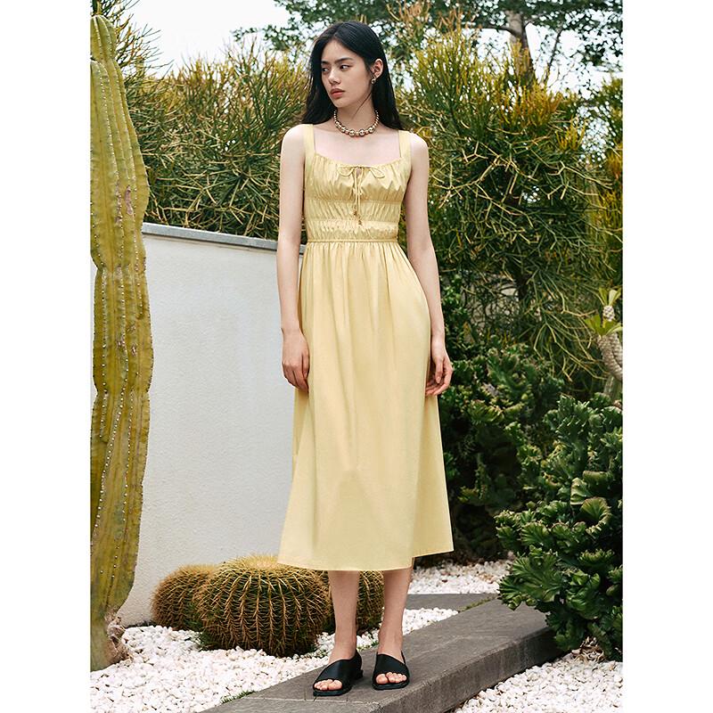 Peacebird Women's Sleeveless French Style Solid Midi Dress