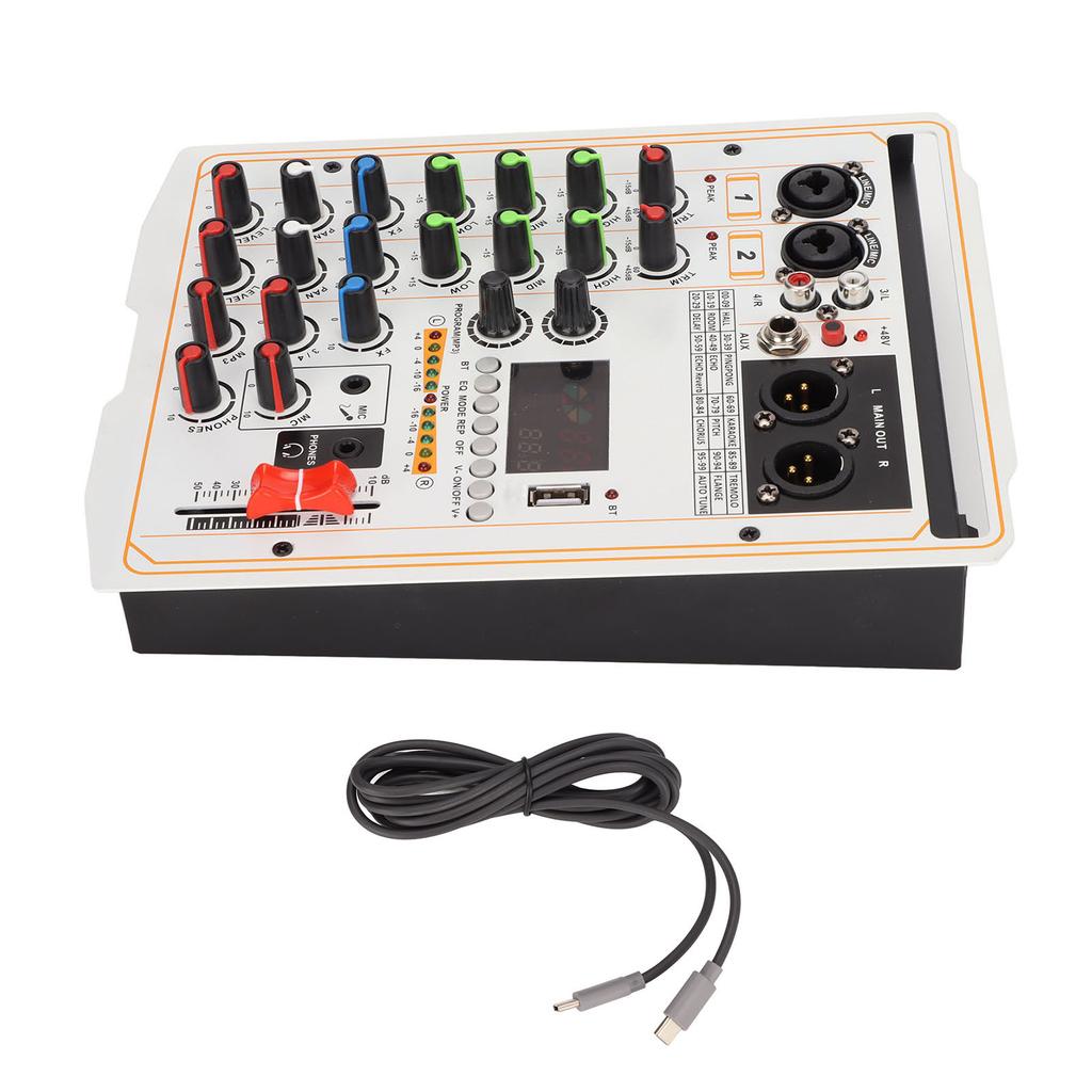 4 Channel Mixer Multifunction 48V Power Stereo Recording 4 Channel Mixing Console 100‑240VUS Plug