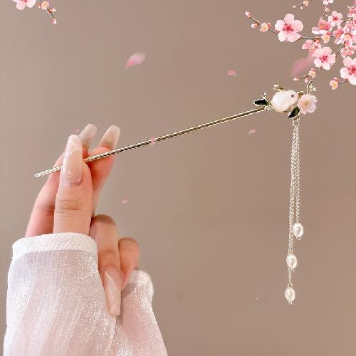 Haarnadel mit Quastenblume im antiken Stil, Damen High-End-Temperament, All-Match Hanfu Haarnadel, Am Hinterkopf zu befestigen, Haarnadel