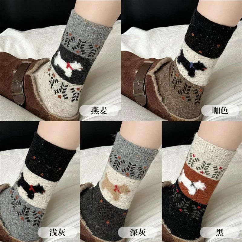 

Winter Is Coming~ Wool Thermal Socks Children S Medium Tube Socks Thickened Plush Cute Puppy Stockings One size чорний