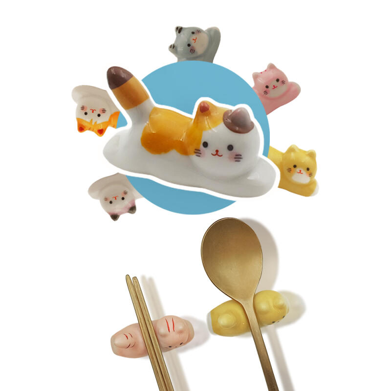 Cat spoon rest, spoon, chopsticks, cutlery gift calico cat