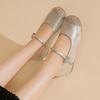 Inner height-increasing women's shoes 2025 new summer skirt silver single shoes Mary Jane small leather shoes small beanie shoes