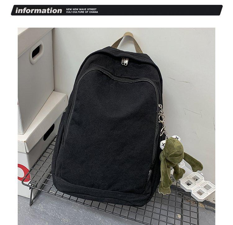 Schoolbag Canvas Backpack Female Harajuku Simple Large Capacity High School College Student School Bag Mori Travel Textured Backpack