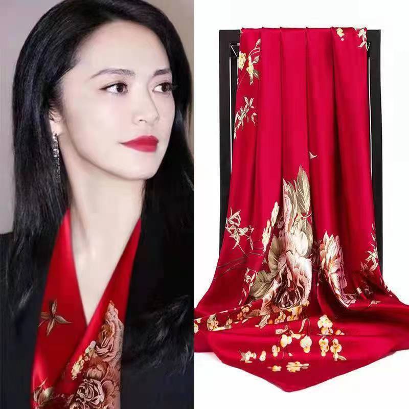 90 Large Square Scarves, Silk Scarves, Women'S Imitation Silk Fashion Shirts, Small Square Scarves, Mother Scarves.