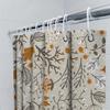Natural Fall Leaves Shower Curtain Bathroom Decor, Autumn Style, Black White Floral Print Waterproof Fabric Decorative Liner for