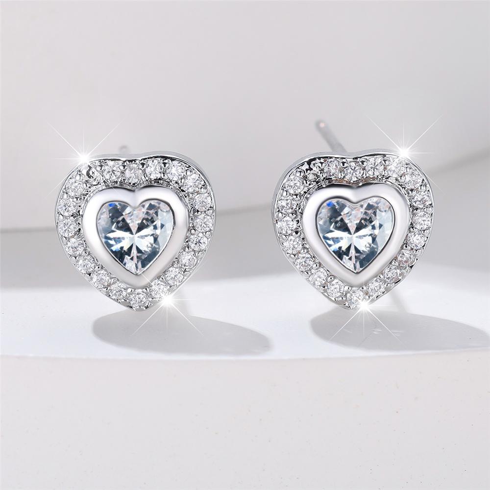 Cute Female Green Black Red Zircon Crystal Stone Stud Earrings Vintage Rose Gold Color Wedding  For Women