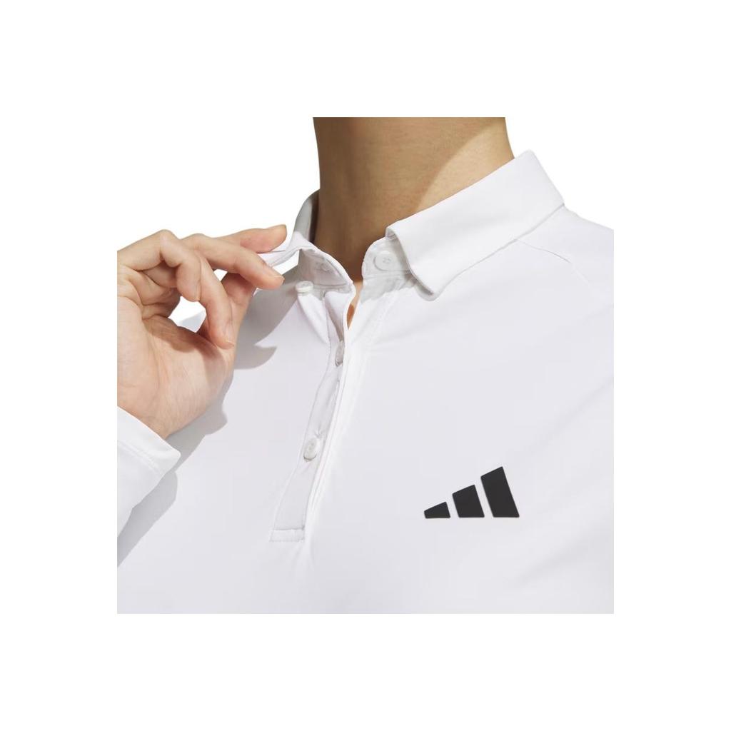 Adidas Aeroready Soft Comfortable Moisture-Wicking Long Sleeve Polo Shirt Women tops White IN6569