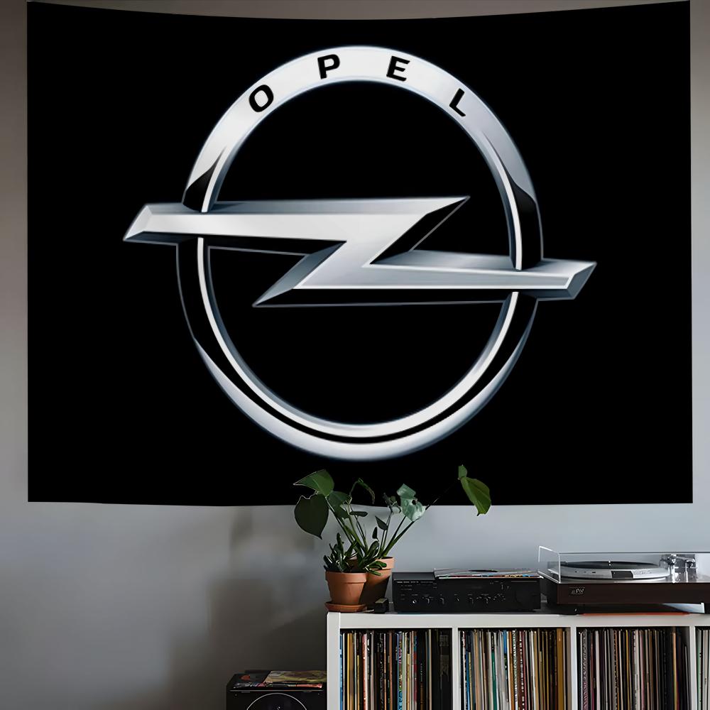 O-Opels Motor Sport Metal Logo Flags Sunproof Wind-resistant Outdoor Flag, Festival Decor for Courtyards & Gardens Shops Camping