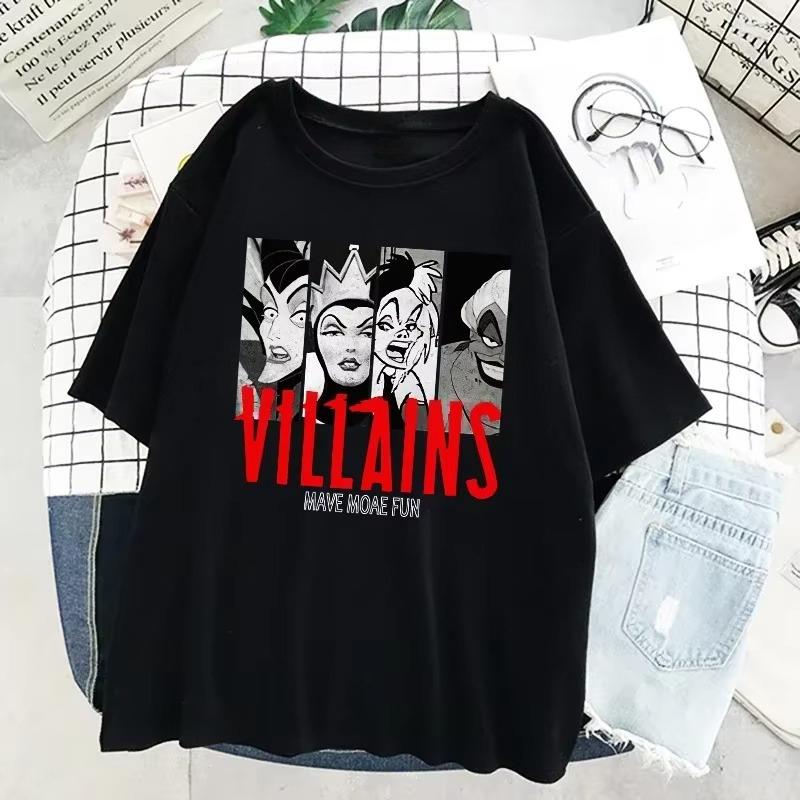 2026 New Villains Bad Girls Have More Fun Printed Fashion Womens Crew Neck Relaxed Plus Size Short Sleeve TShirt