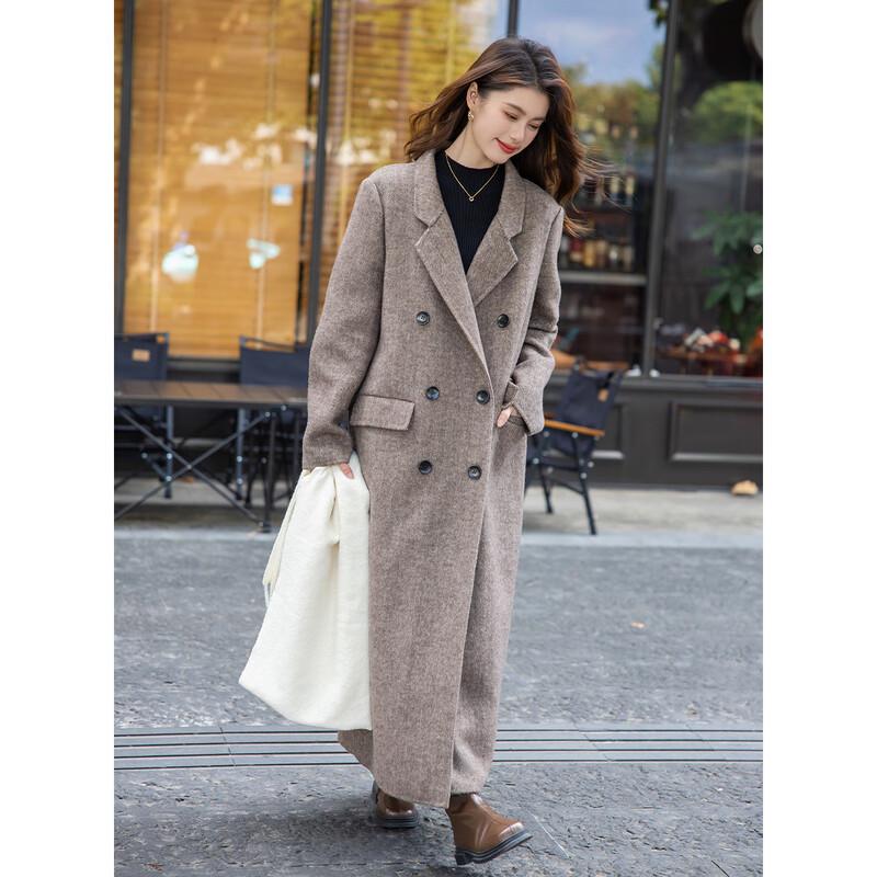 Mokana Women's Elegant Long Wool Blend Coat