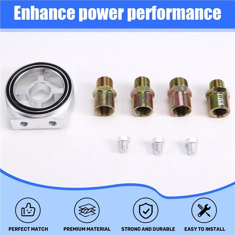 Oil Filter Cooler Sandwich Plate Adapter Universal Oil Sensor Adapter M18 M20 M22 3/4 With Connectors Silver