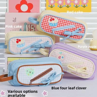 Fruit Cherry Cake Print Korean Fruit Pencil Case Embroidery Pencil Pouch  Office