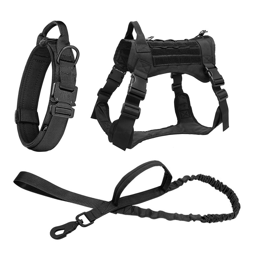 Large Dog Collar Military Dog Harness And Leash Set Pet Training Vest Tactical German Shepherd K9 Harnesses For All Sizes Dogs