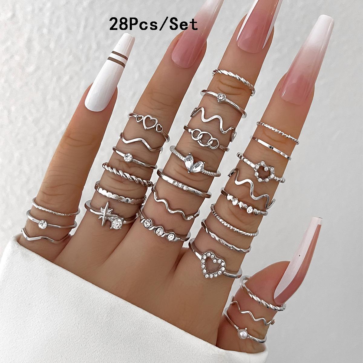 

23Pcs Fashion Knuckle Rings Set For Women Crystal Star Moon Eye Wave Gold Silver Color Rings Female Trendy Party Jewelry Gift 141