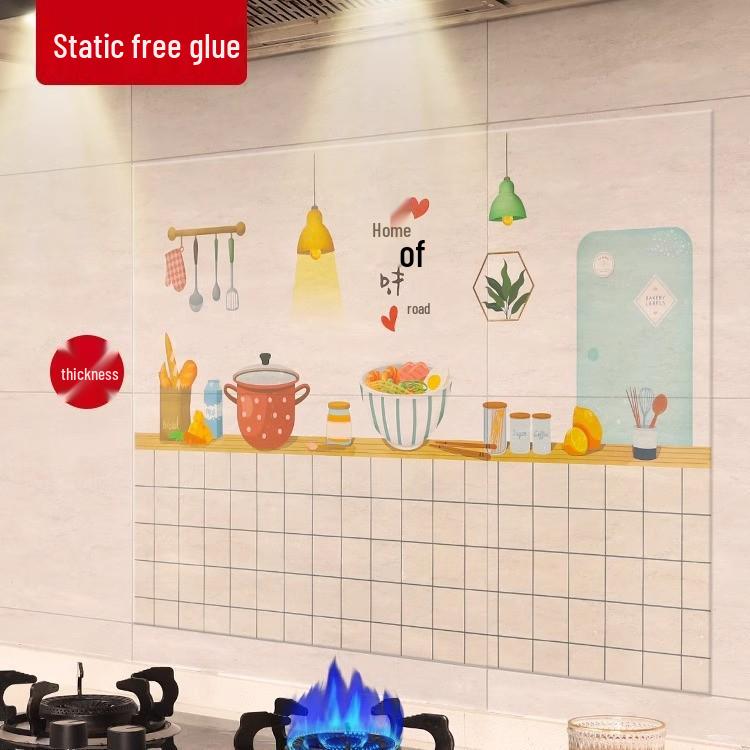 

Прозорі термостійкі електростатичні кухонні шпалери - маслостійкі та водонепроникні наклейки для плити та кухонної витяжки. Medium 60x90CM