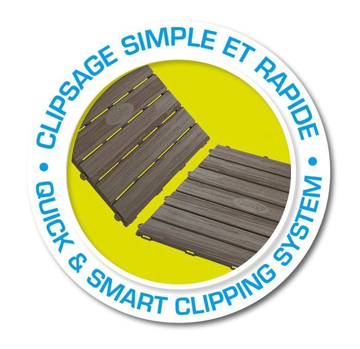 Smoby - Set mit 6 Fliesen - Hausboden - UV-beständig - 45x45cm - Holzstruktur-Effekt - 100% recycelter Kunststoff - Hergestellt in Frankreich