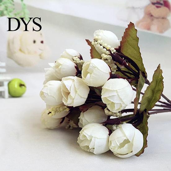 Dolce bouquet di boccioli di rosa artificiali, stoffa per la casa, rosa, 15 fiori su 1 pezzo