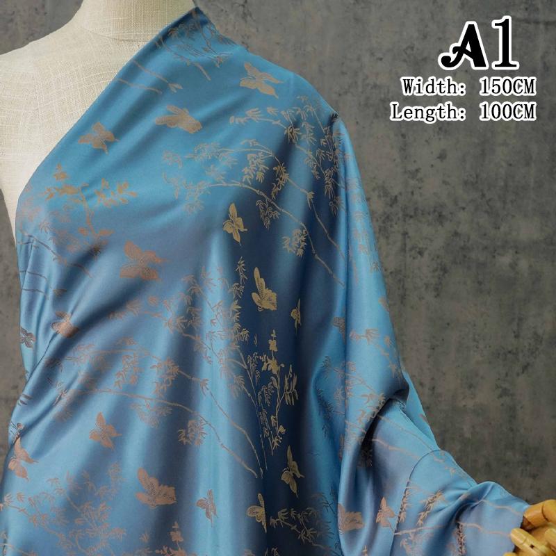 1M Butterfly Jacquard Satin Fabric For Sewing Chinese Hanfu Dress Cheongsam Bag Pillowcase Apparel Material Brocade Fabric