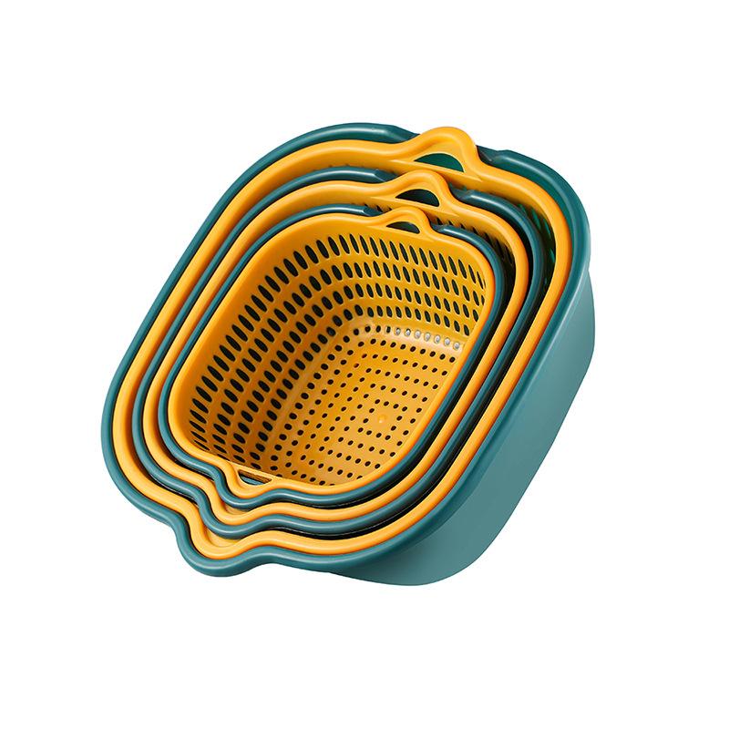 Drain Basket Kitchen Storage Double-layer Household Vegetable Basket Fruit and Vegetable Basket Basin