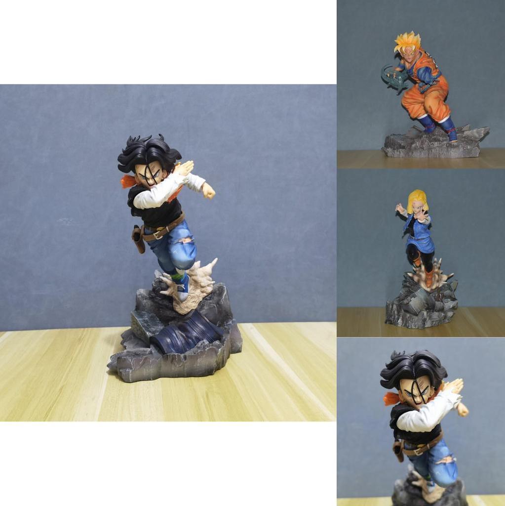 Super Saiyan Shadow Gk Future Warrior Pvc Figure Of Arm-broken Gohan Vs Android 18 Boxed Collectible